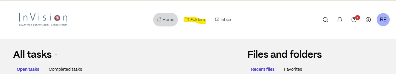ShareFile top menu with Folders highlighted